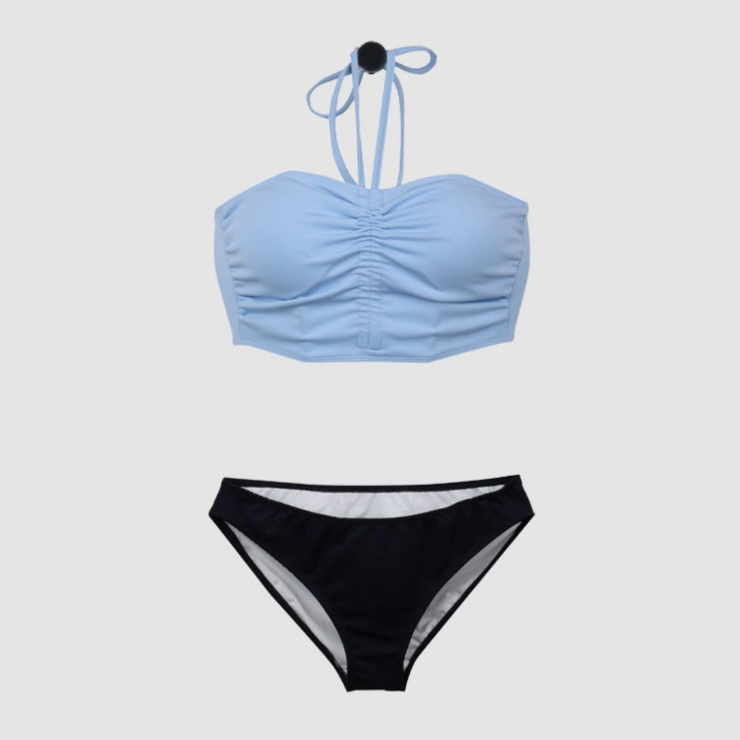 Dame Bandeau-bikini-sæt med flatterende rynkning og justerbare stropper Stilla