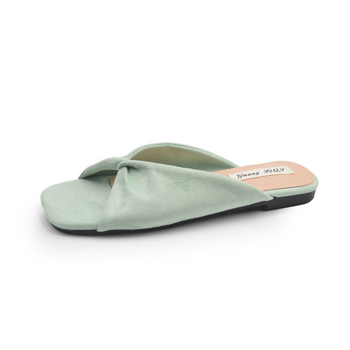 Dame Floral Print Slide Sandaler med krydset remdesign Stilla