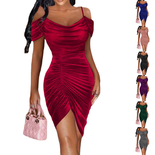 Dame Smart Cocktailkjole med Off-Shoulder-design og Drapering Stilla