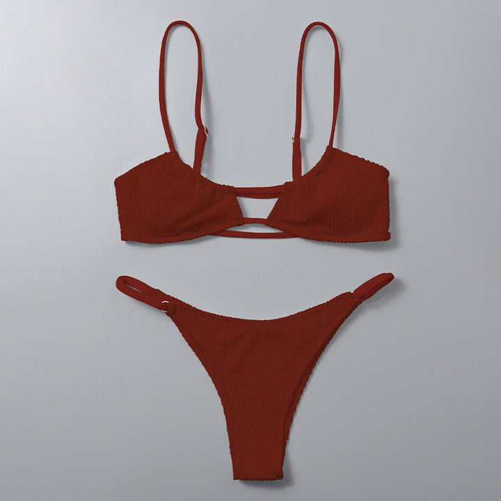 Dame triangel-bikini med innovativt snit og moderne bindebånd Skovae