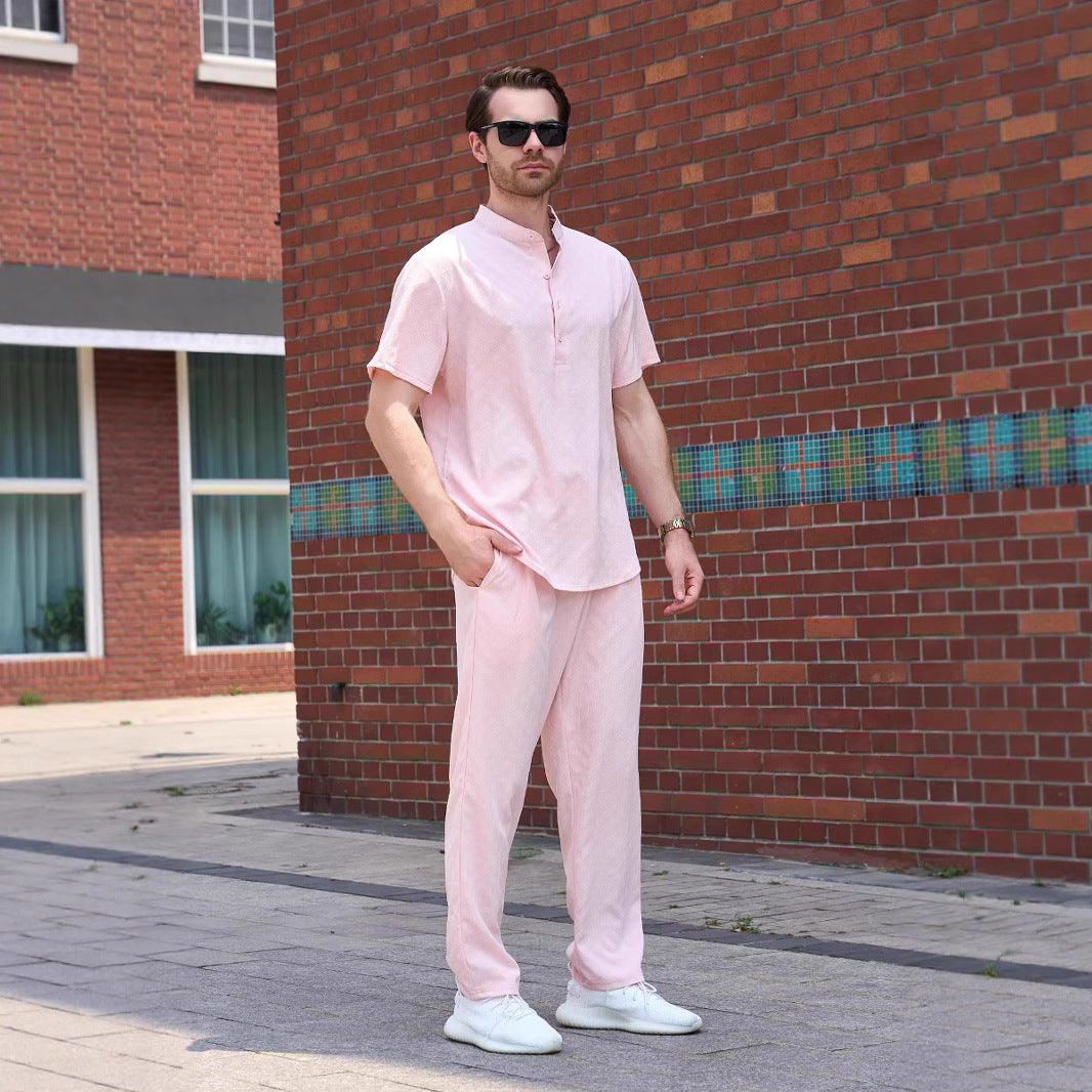 Herrer mode fritidsdragt med moderne ståkrave og komfortabel pasform Stilla