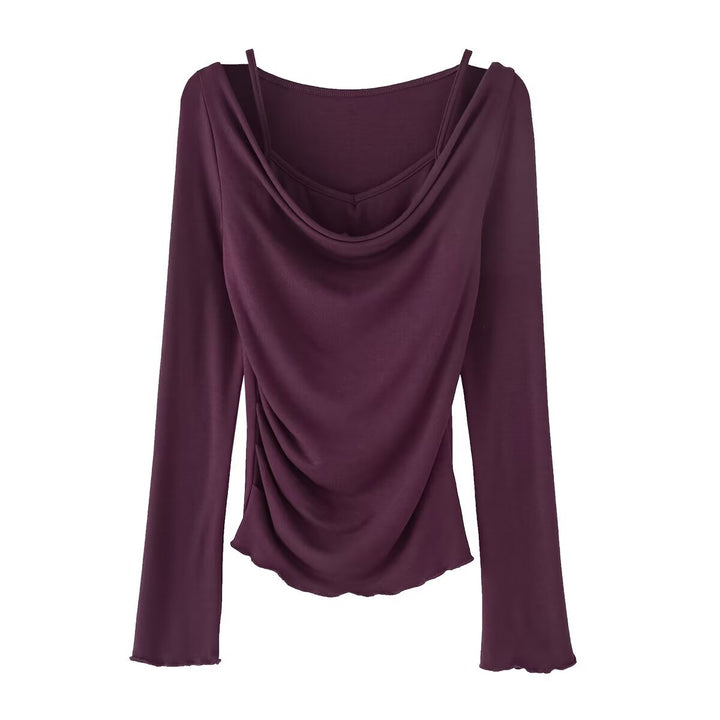 Dame elegant, afslappet top med draperet design Stilla