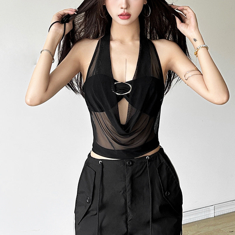 Damer elegant Crop-Top med gennemsigtige accenter og raffineret snit Stilla