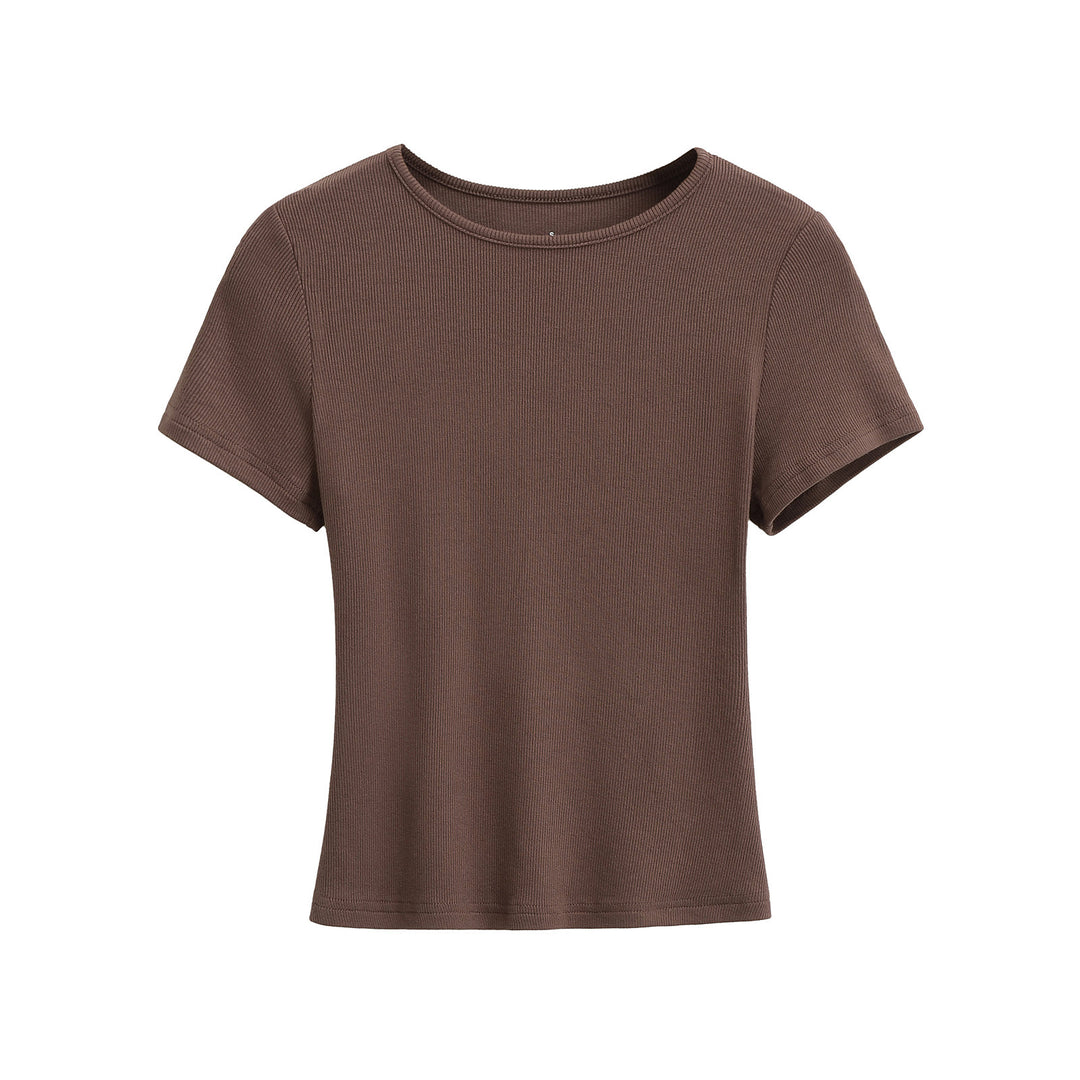 Dame klassisk rib T-shirt med let oversize snit Stilla