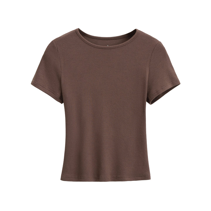 Dame klassisk rib T-shirt med let oversize snit Stilla
