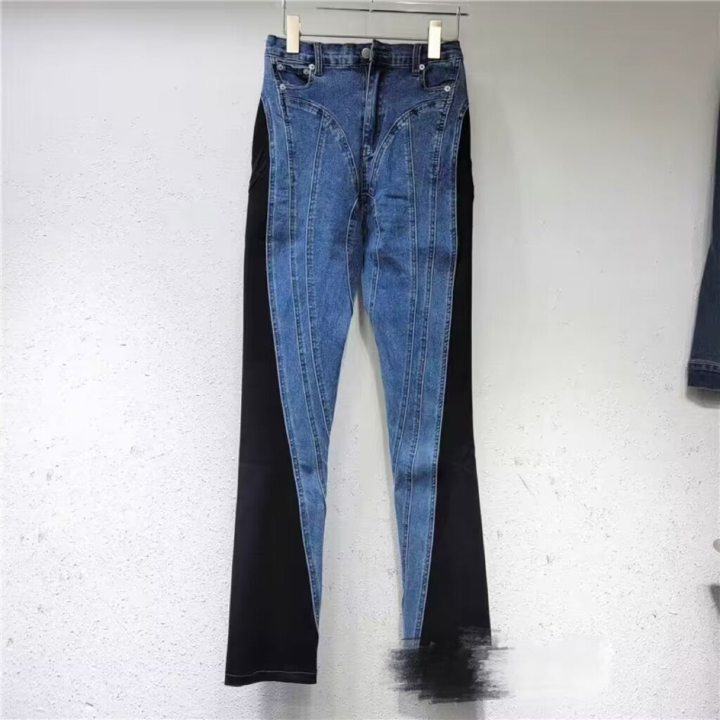 Dame Fashionable Høj Talje Jeans med Side Slidsser Stilla