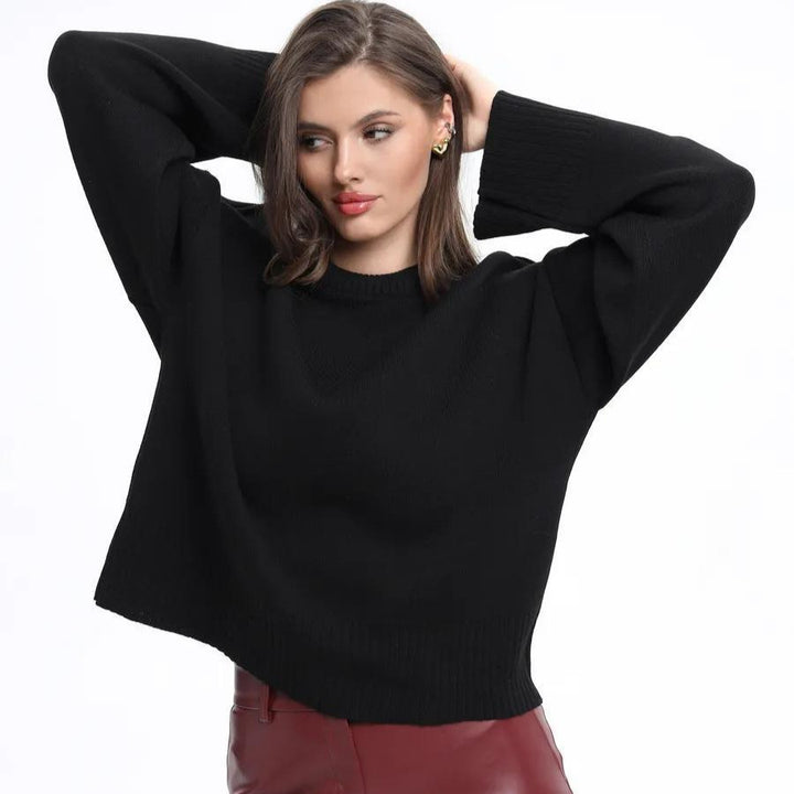 Kvinders afslappede oversized sweater med forkortede ærmer og tekstureret strikkemønster Stilla