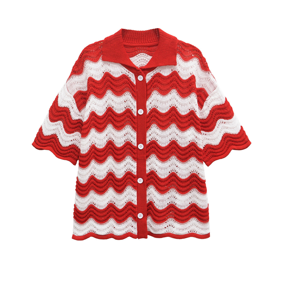 Femme Bølge mønster Strik cardigan Stilla