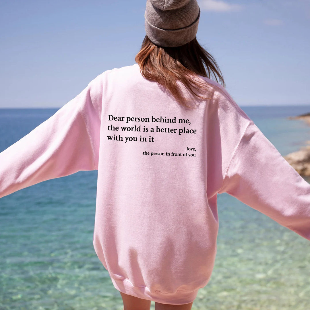 Kvinders sweatshirt med inspirerende skrift Skovae