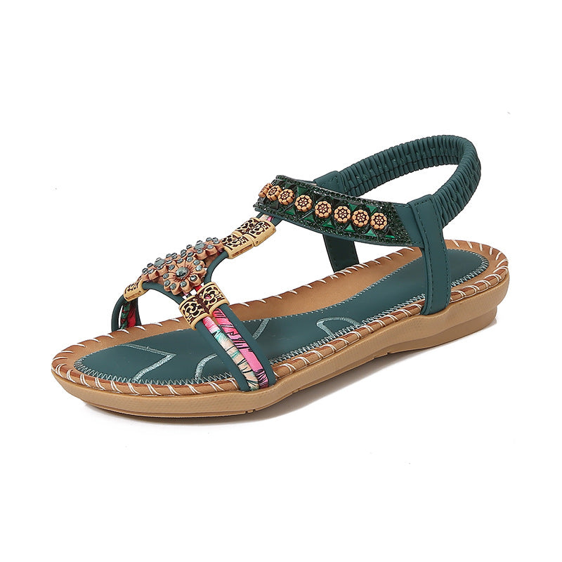 Dame sandaler med elegante perle- og strassdekorationer Stilla