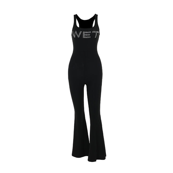 Dame Figurformende Jumpsuit med dyb V-udskæring og udvidet ben Stilla
