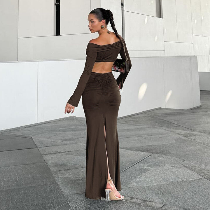 Dame maxikjole med off-shoulder design og raffinerede cut-outs Stilla