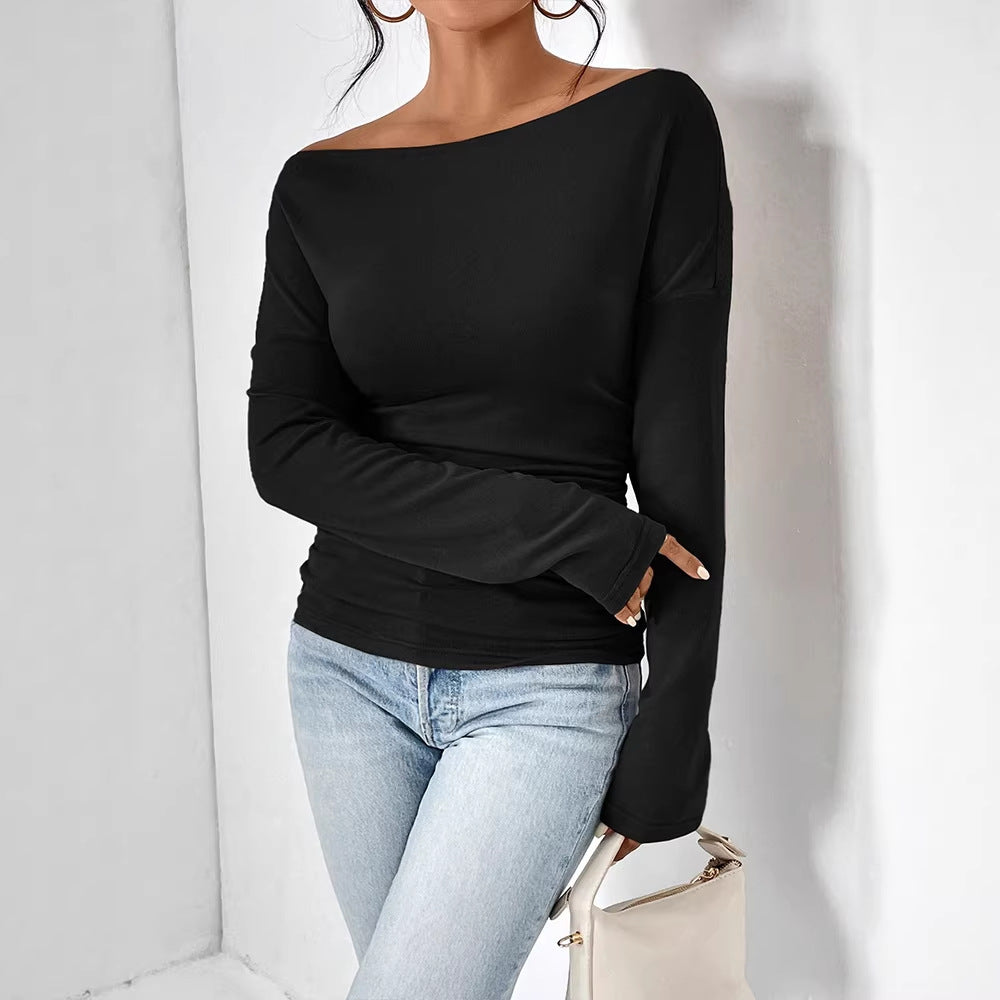 Dame Off-Shoulder Overdel med figursyet snit og fin rynkning Skovae