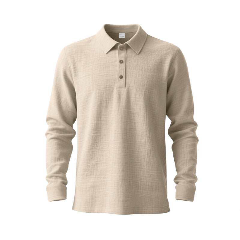 Herrer nan Musselin-langærmet polo t-shirt med skjortekrave, kort knaplukning og naturlig knaplook Skovae