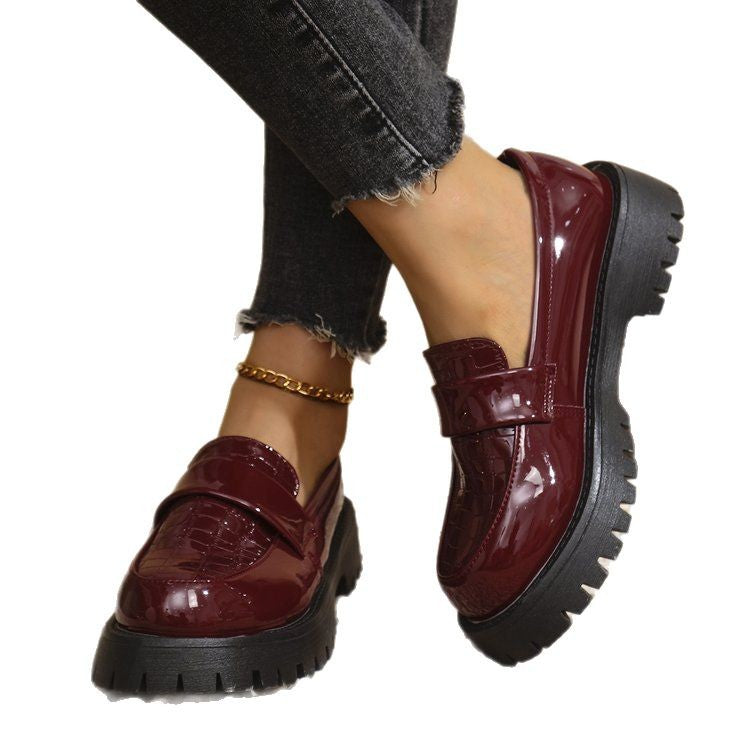 Dame Chunky Loafers med glat overflade og skridsikker sål Stilla