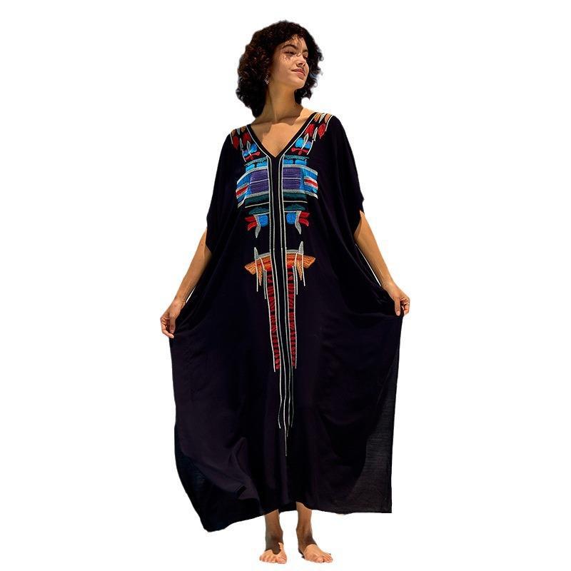 Dame kaftan med kunstnerisk farvesyning Stilla
