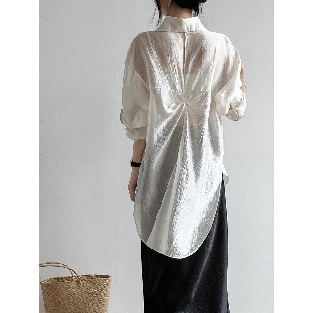 Dame afslappet silke blouse med skjult lukning Stilla