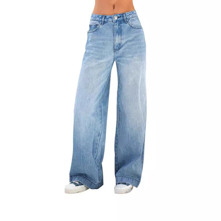 Dame brede jeans med høj talje og afslappet pasform Skovae