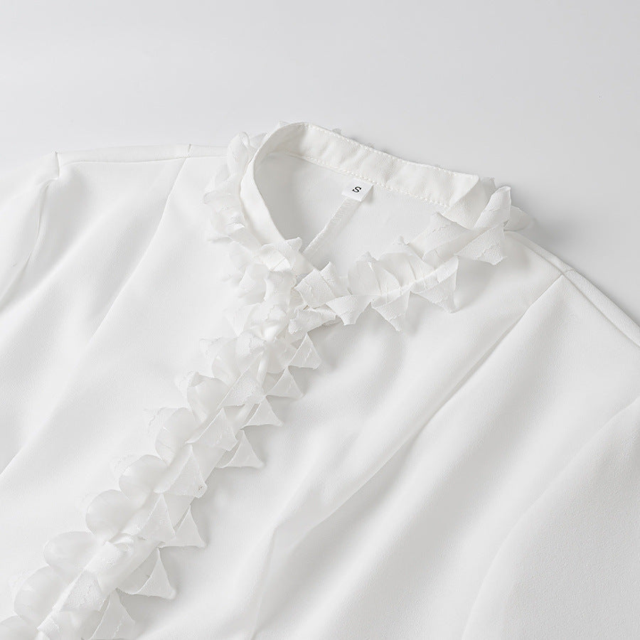 Damer Elegant Bluse med Flæse Detaljer Stilla