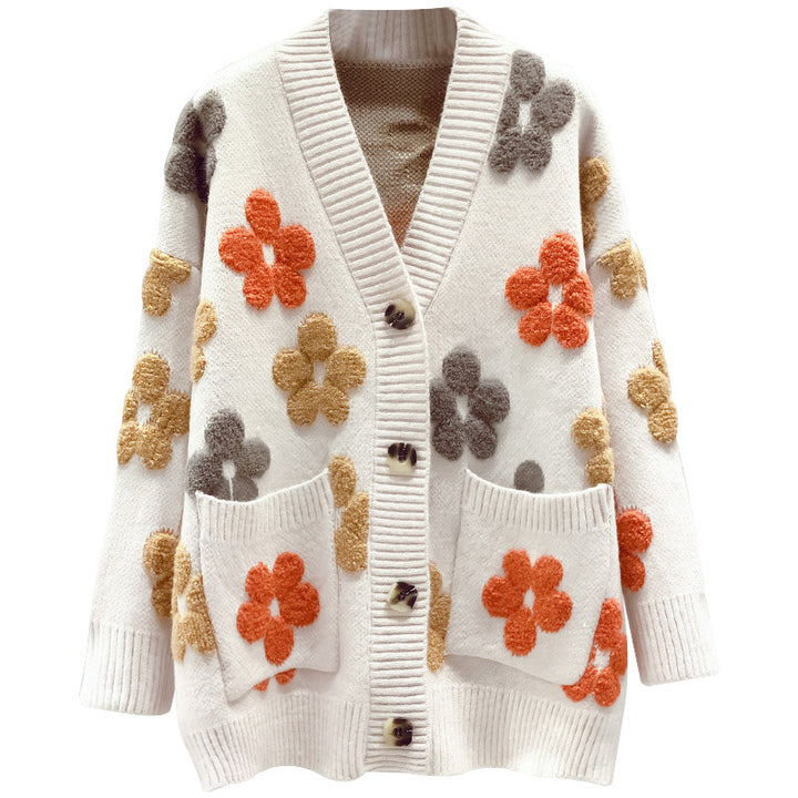Kvinders hyggelige cardigan med blomstermønster og åben front Stilla