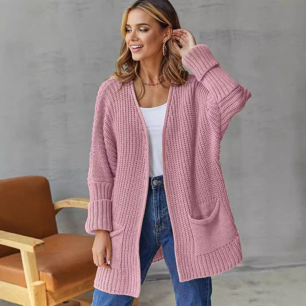 Kvinders cardigan med åben front og store lommer Stilla