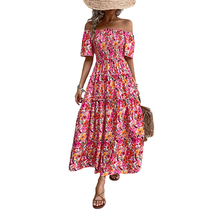 Kvinders Off-Shoulder Maxi Kjole med Blomster Mønster og Ruffle Detaljer Stilla
