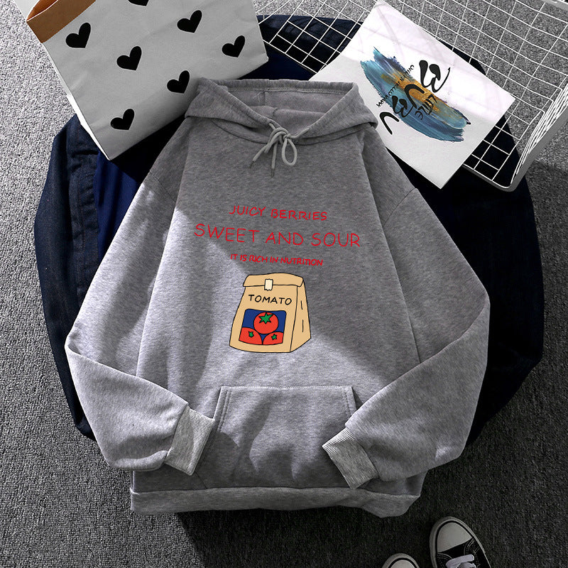 Kvindernes hoodie med unikt vitaminrigt print Stilla