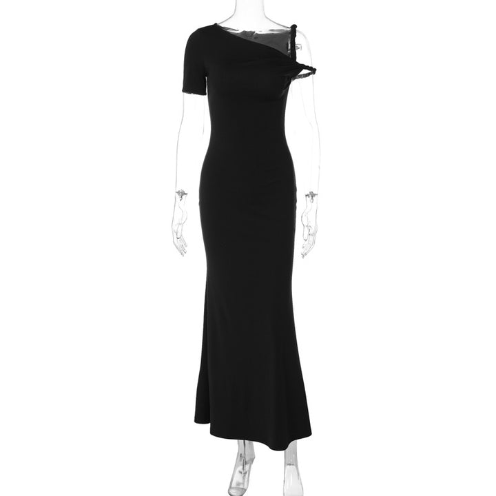 Dame Elegante Maxikjole med asymmetrisk Udsnit og figursyet Snit Stilla