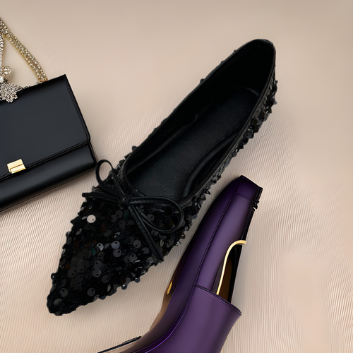 Damer Glitrende Ballerinas med elegant sløjfedetalje og komfortabel sål Stilla