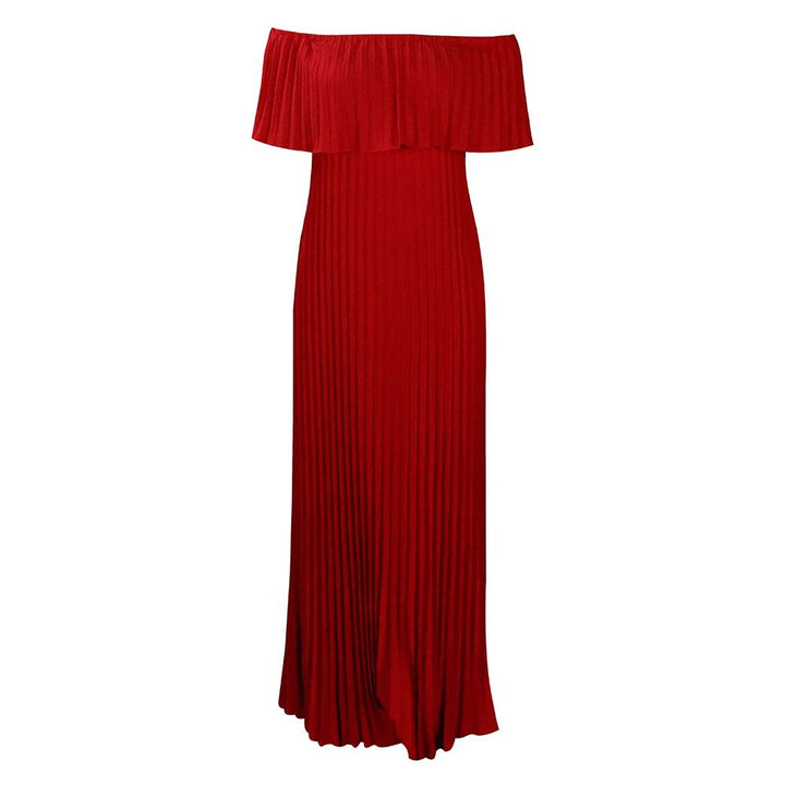 Dame Off-Shoulder Maxikjole med plisseret design og elastisk overdel Stilla
