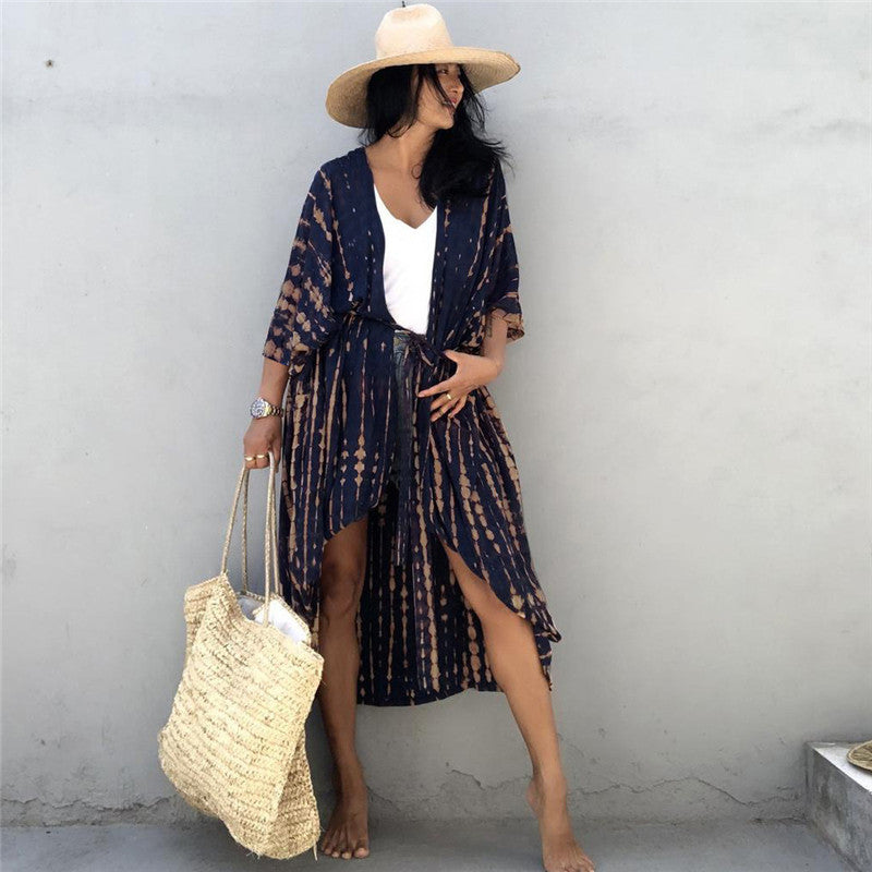 Dame Strandkimono med moderne batikdesign og afslappet snit Stilla
