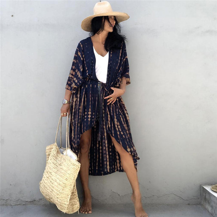 Dame Strandkimono med moderne batikdesign og afslappet snit Stilla