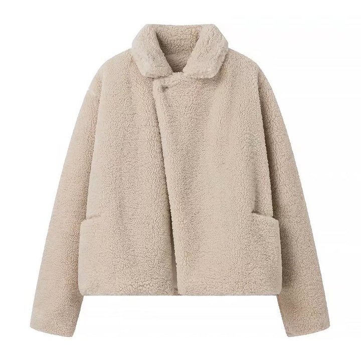 Dame blød Faux-Fur Jakke med reverskrave og lommer Stilla