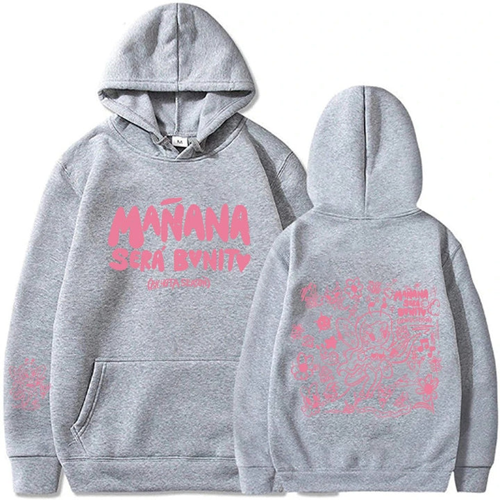 Kvinders hoodie med kreativt print og praktisk kængurulomme Skovae