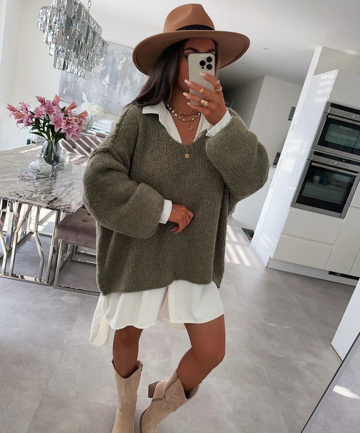 Damer casual oversized sweater med voluminøse ærmer og blød tekstur Stilla