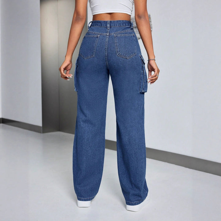 Damernes cargo jeans med høj talje og sidelommer Stilla