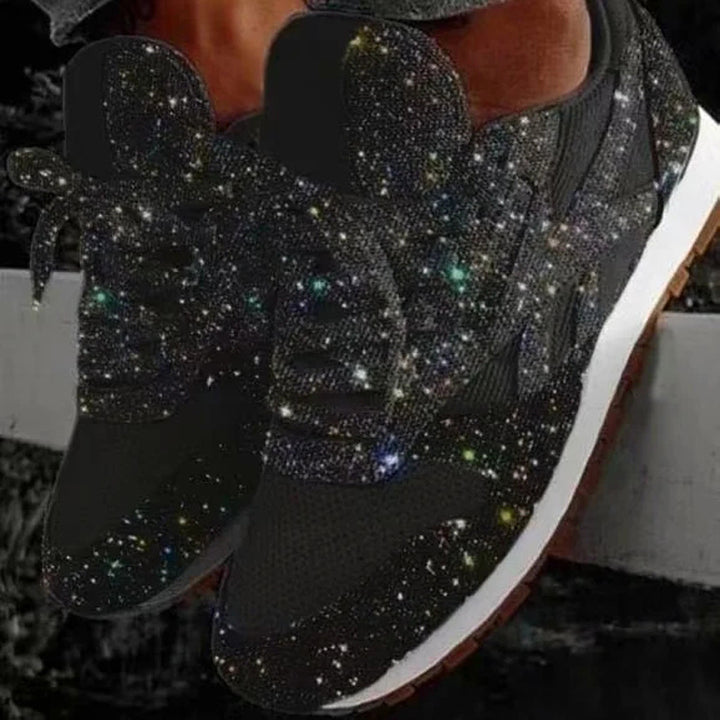 Dame Glitrende Sneakers med åndbar mesh-overflade og ergonomisk fodseng Stilla