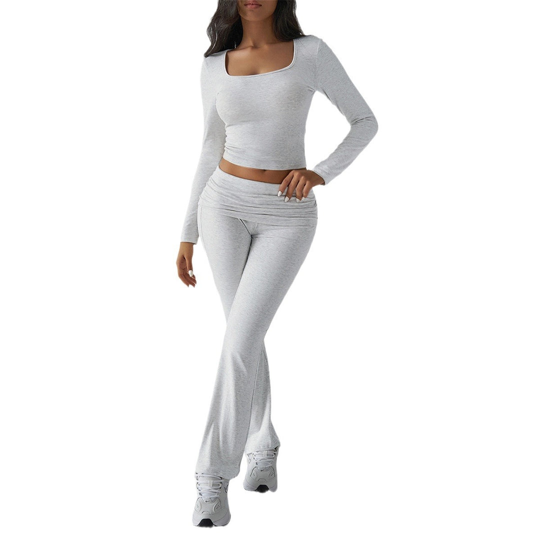Dame sporty lounge sæt med figursyet top og bred bukse stil Stilla