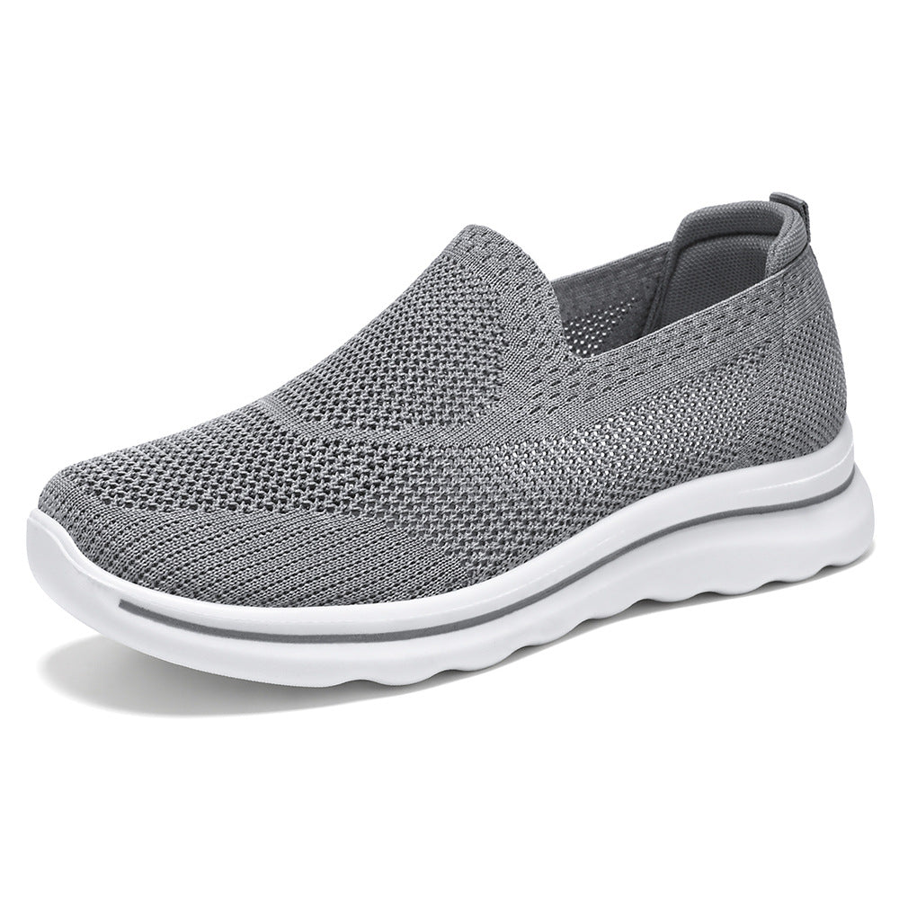 Dame Slip-On Strik Walking Sneakers med luftig Mesh-konstruktion Stilla
