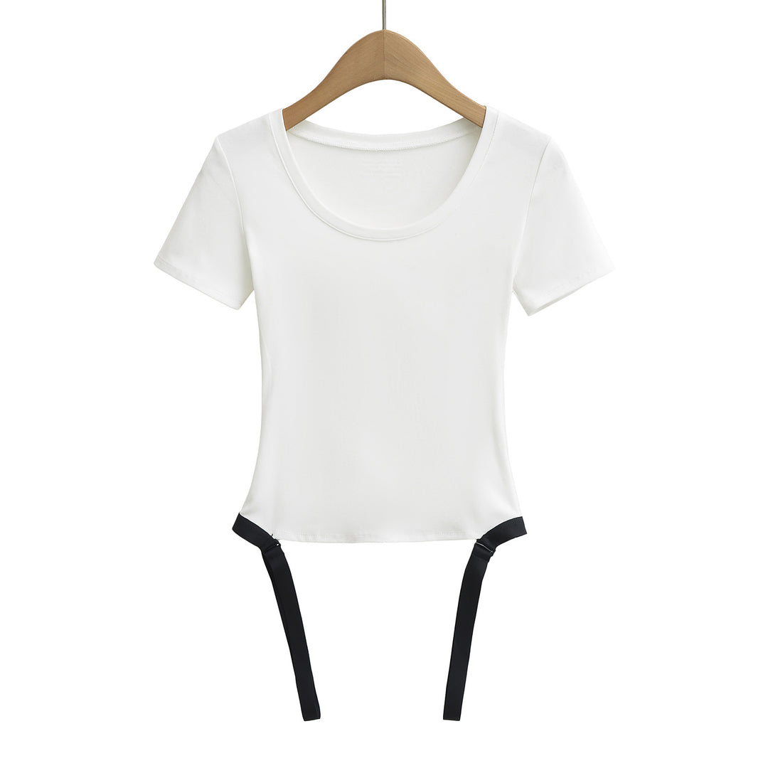 Dame Kortærmet T-shirt med smart knude-design Stilla