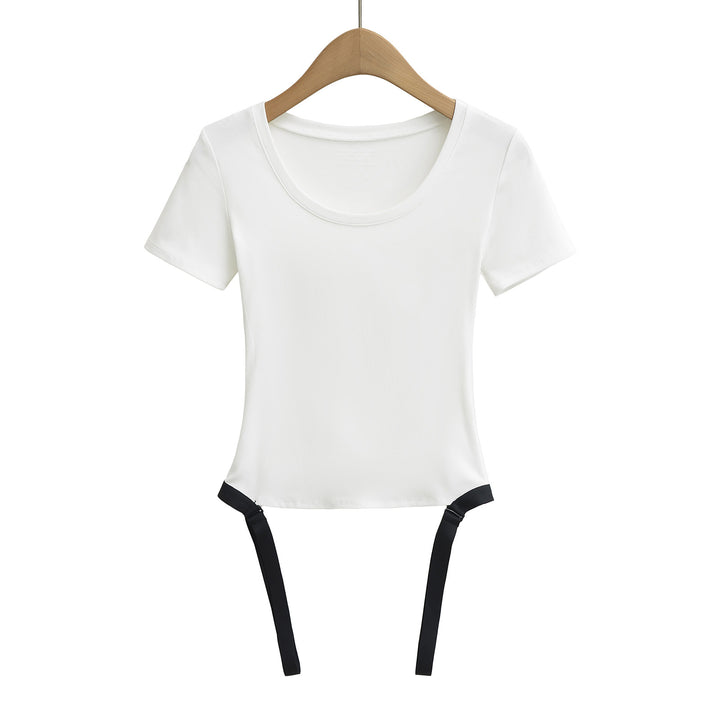 Dame Kortærmet T-shirt med smart knude-design Stilla