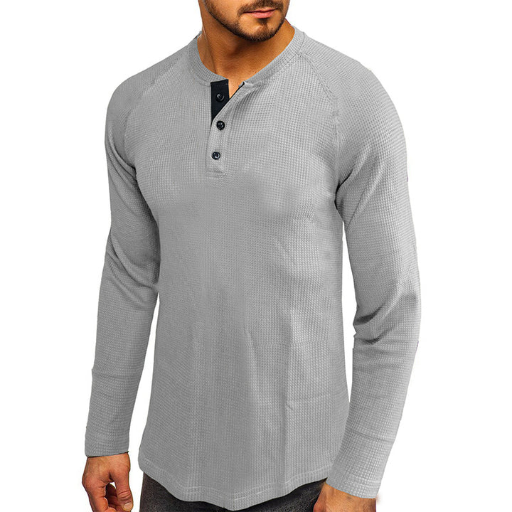 Herrer Langærmet Henley Skjorte med struktureret Design Stilla