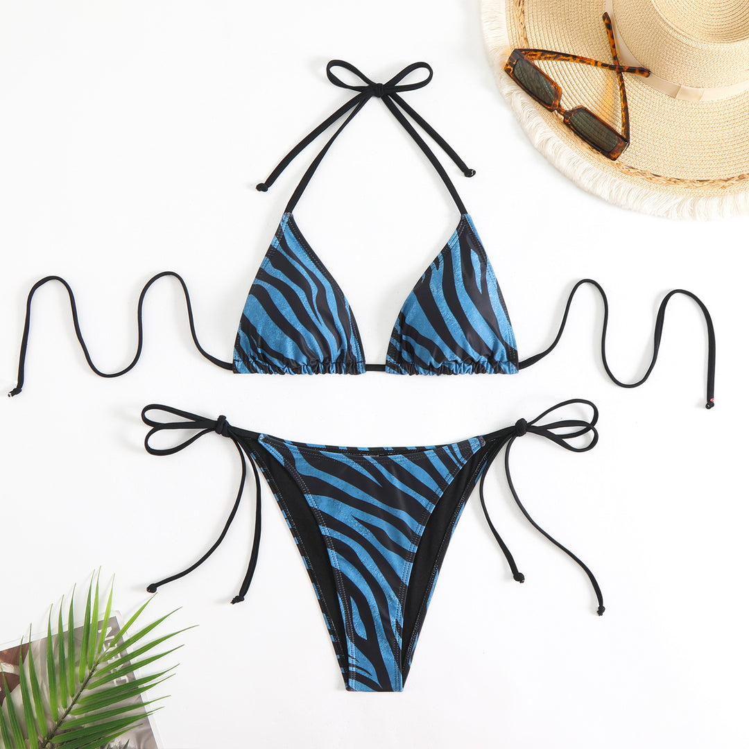 Dame Triangel-Bikini-Sæt med trendy dyreprint Skovae