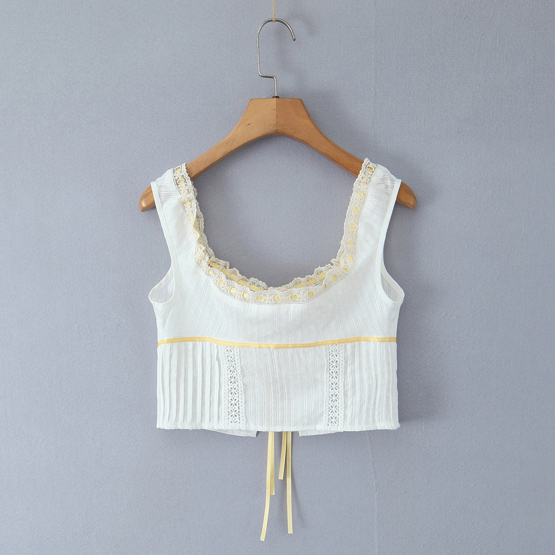 Dame Crop-top med fine blonde accenter og justerbar talje snor Stilla