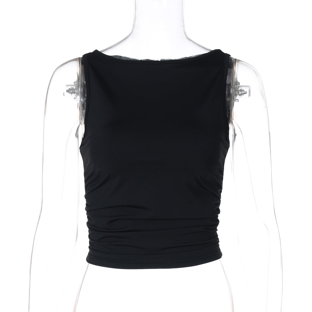 Dame Bodycon top med højt lukket design og raffinerede draperinger Stilla