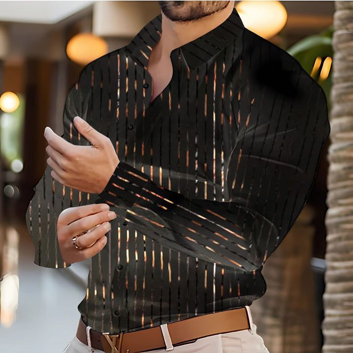 Herrer Stilfuld Slim-Fit Stribet Button-Up Skjorte Stilla
