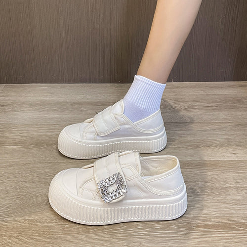 Dame Sneakers med moderne design og strassbesat velcro Stilla