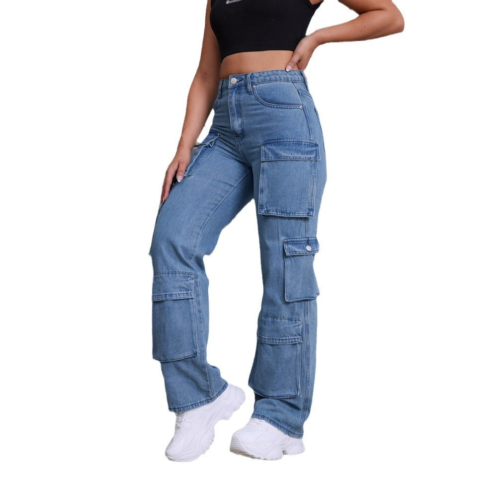 Dame Cargo-Jeans med praktisk lomme-design og afslappet pasform Stilla