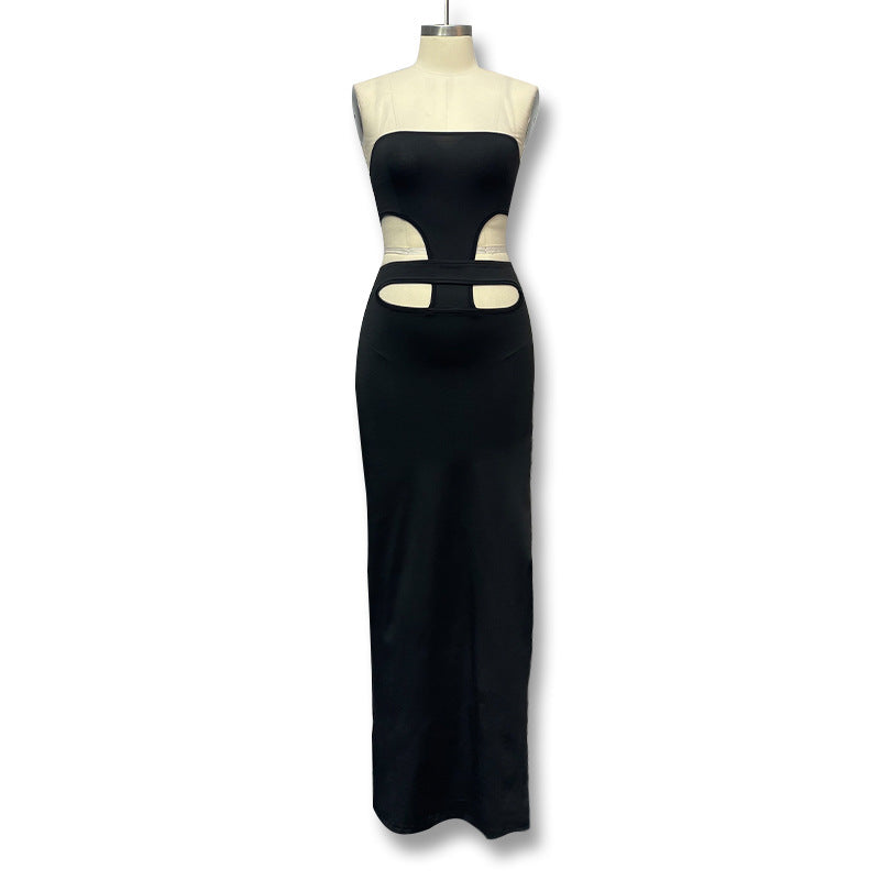 Dame Maxikjole med stilfulde cut-outs og sexet slids Skovae
