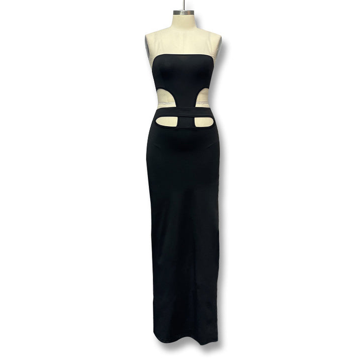 Dame Maxikjole med stilfulde cut-outs og sexet slids Skovae